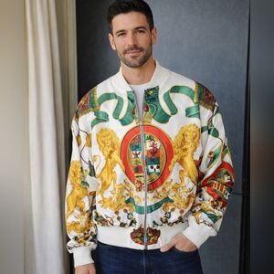 VTG Rare Korean Unisex Bomber Jacket PMB Fashion Apparel Size 8 Full Zipper Silk